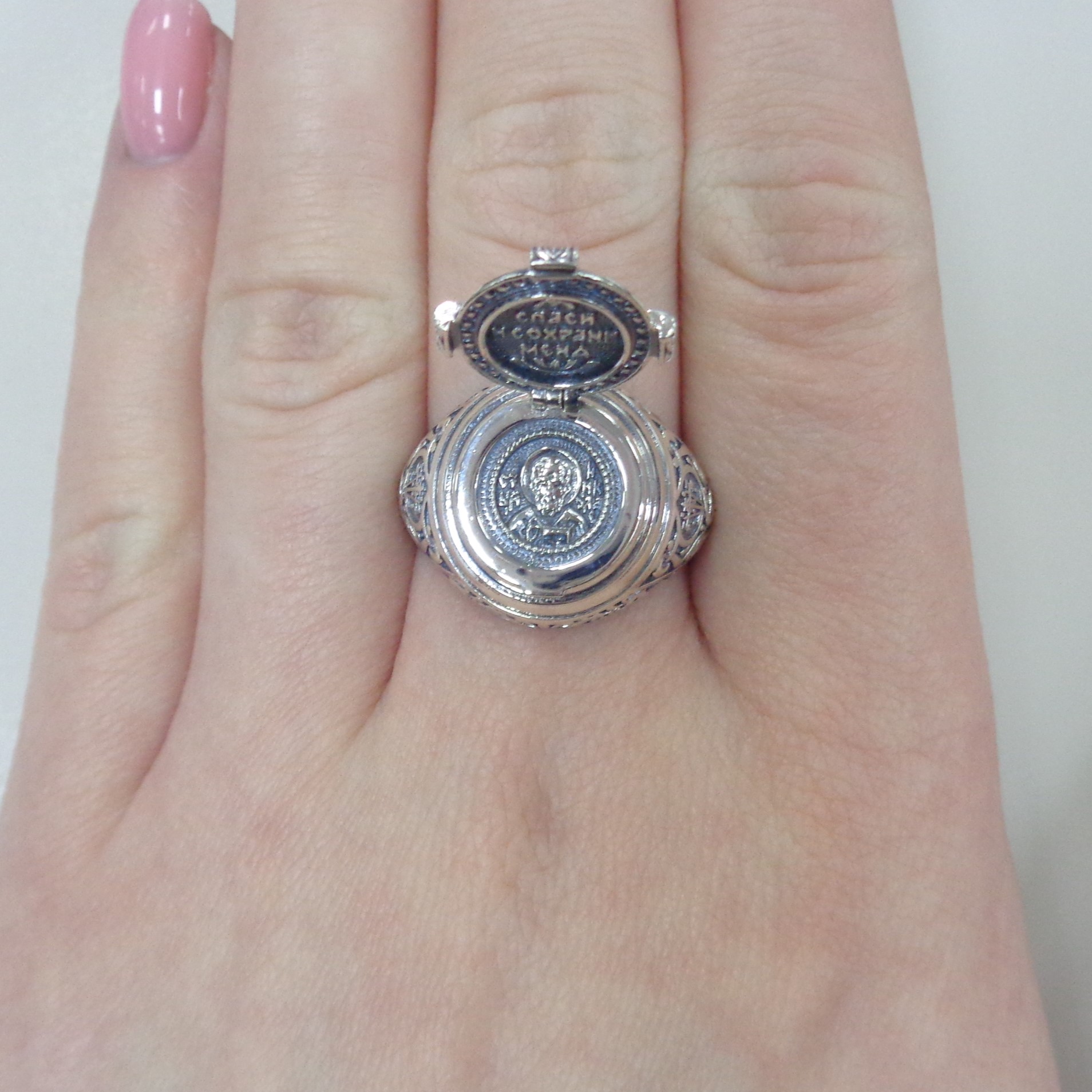 Серебряное кольцо-складень "Святой Николай"